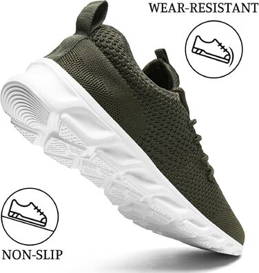 Чоловічі кросівки для бігу та фітнесу Walkingschuhe (Зелені, 47 EU) - Легкі дихаючі спортивні кросівки для вулиці, залу, тенісу, джоггінгу