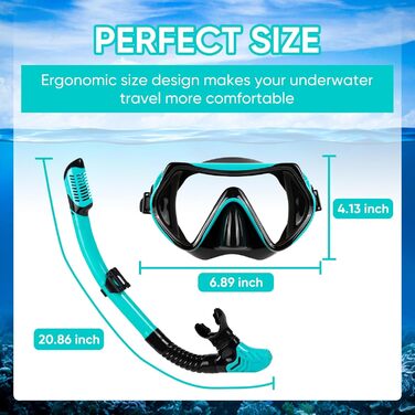 Набір для снорклінгу дорослих, сухий, з маскою та трубочкою, антизапітніння, 180° панорама, для жінок та чоловіків, плавання, відпочинок на пляжі