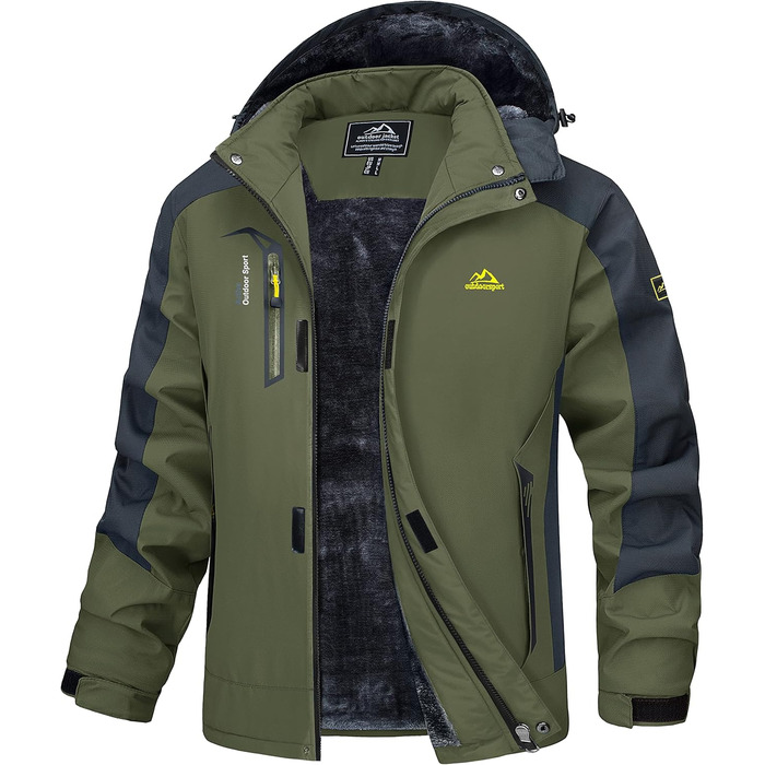 Зимова куртка MAGCOMSEN для чоловіків: тепла, водонепроникна, з капюшоном. Ідеальна для катання на сноуборді, активного відпочинку та роботи. Розмір XXL, колір хакі.