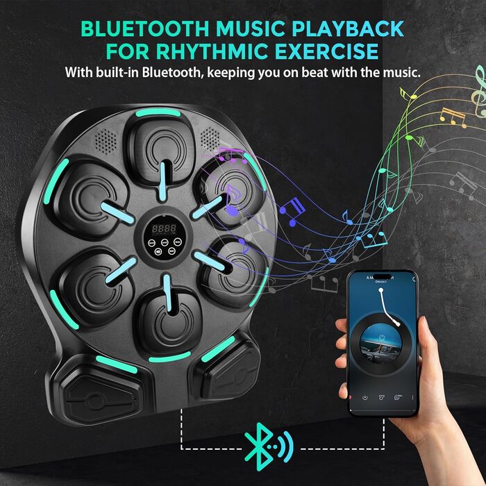 Музичний бокс-машина для фітнесу: 9 режимів, 8 м'яких точок удару, з рукавичками, для дітей та дорослих, монтаж без свердління