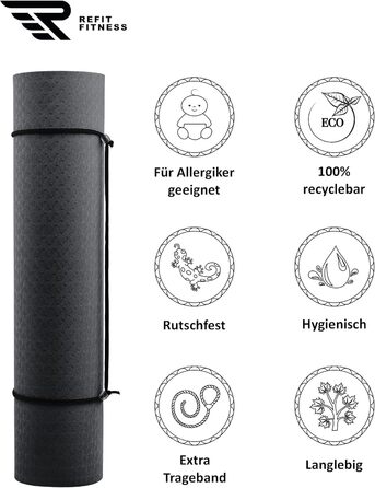 Килимок для йоги GeckoGrip Sensi-Plus TPE 190x60x0.6 см (сірий, нічний блакитний) - Sport & Fitness Mat