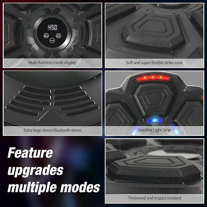 LEAFIA Музична боксерська машина: LED-дисплей, кріплення для боксерського мішка, Bluetooth, 9 режимів швидкості, підрахунок ударів, для зняття стресу та покращення реакції. Підходить для дорослих та дітей.