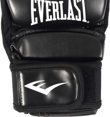 Тренувальні рукавички Everlast Core Everstrike MMA, чорні – для пращок та спарингу, гнучкі зони, посилені зап'ястя, подвійний липучковий замок – оригінальне обладнання Everlast, розмір M