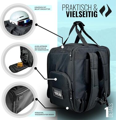 Рюкзак для лижних черевиків Driver13 з відділенням для шолома. Підходить для лиж, сноуборду, роликів та чоботів. Оригінальний рюкзак з 2007 року, чорний.