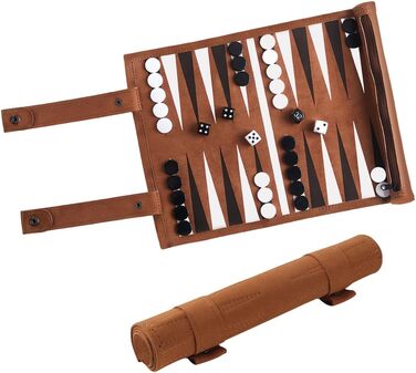 Набір для гри в нарди SGIOO з натуральної шкіри, мікрофібри, з шахами, кубиками та ігровим полем для подорожей, кемпінгу та відпочинку (35.5 * 26 см)