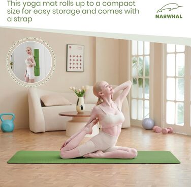 Килимок для йоги Narwhal TPE 190x80x0.6 см - антиковзаючий, для фітнесу, спорту та занять вдома