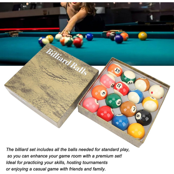 Набір куль для більярду, 16 штук. Кулі для більярду діаметром 5,72 см (2,25 дюйми) для американського більярду. Аксесуар для більярдного столу.
