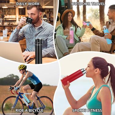 Термос IAGORYUE з нержавіючої сталі, 0.55л, з витокозахисним кришкою та ручкою, двостінний, зберігає тепло/холод до 12 годин, для спорту, офісу, відпочинку на природі, чорний