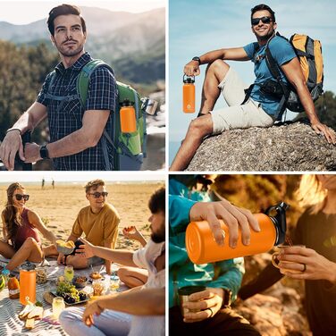 Fjbottle пляшка для води з нержавіючої сталі зі соломинкою 950/1200 мл, 2 кришки, BPA Free, герметична термофляга для спорту, велосипеда, школи, газованої води, фітнесу