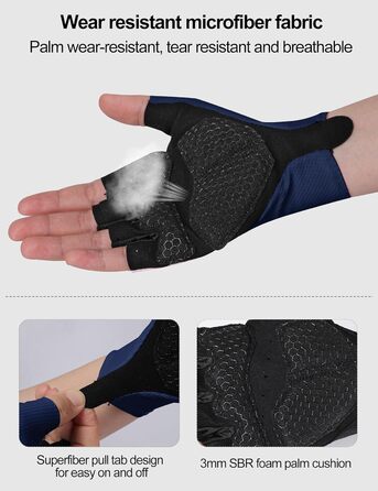 Велосипедні рукавички INBIKE для чоловіків Habfinger, літні, ударостійкі, дихаючі, світловідбиваючі, IHC220, Зелені (XXL, Синій)