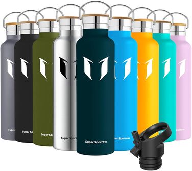 Термобутилка Super Sparrow з нержавіючої сталі, 350-1000 мл, герметична, BPA-free, для газованої води, спорту, школи, з 2 кришками