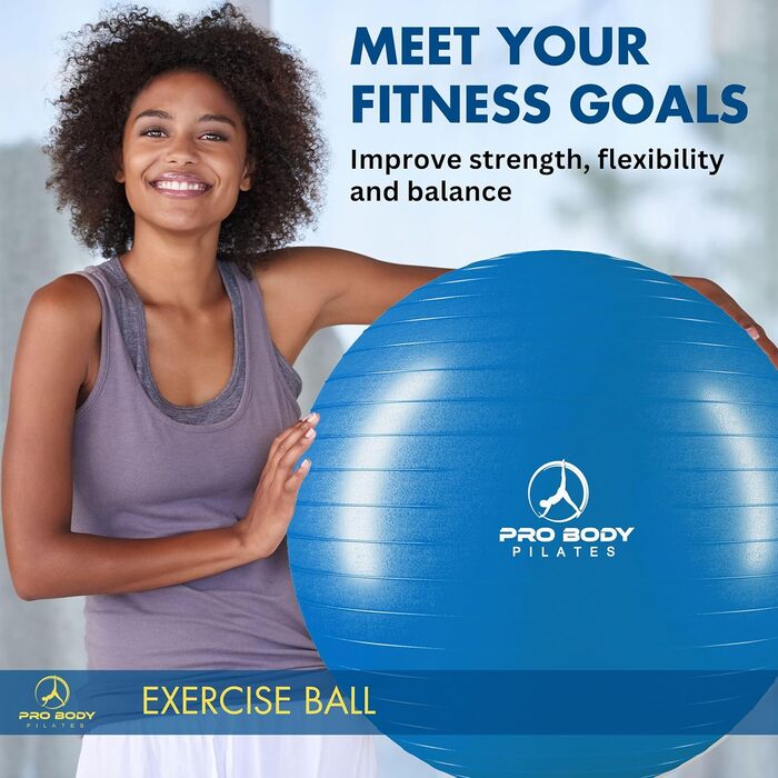 Піляболь для фітнесу та йоги ProBody Pilates Ball (65 см) - фітнес м'яч для тренувань, фізіотерапії та вагітності