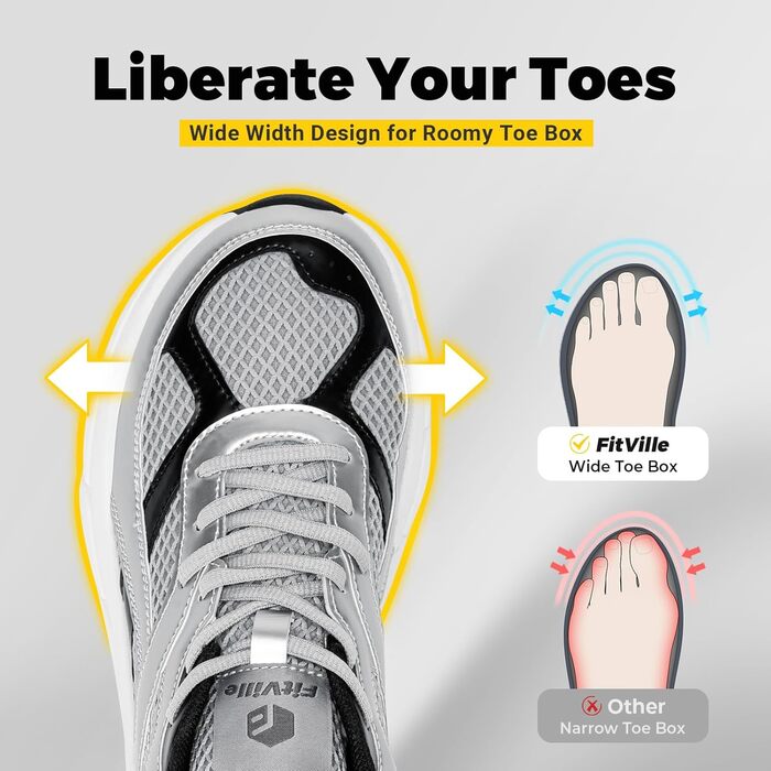 Чоловічі кросівки для бігу FitVille Neo V6 X-широкі (47 EU) – сріблясті з сірим