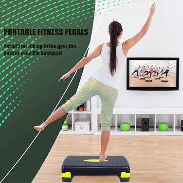 Степпер для фітнесу та аеробіки Steppbrett, регульована висота, 2 сходинки (10/15 см), для дому та офісу, 68 x 28 x 15 см, PP-1