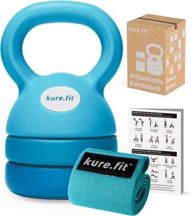 Регульована гиря kure.fit 5-12 фунтів з тканинним фітнес-резинкою для дому, силових тренувань та схуднення, для початківців і жінок