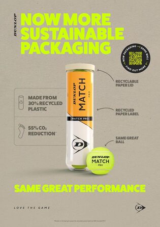 М'яч для тенісу Dunlop Match Pro для піску, хард-корту та трави – Amazon Exclusive, 3x 4 шт.
