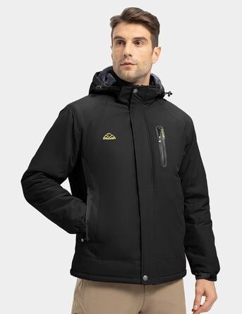 Чоловіча лижна куртка Rdruko, водонепроникна, з утепленим флісом, капюшон, для активного відпочинку в горах (чорний, S)