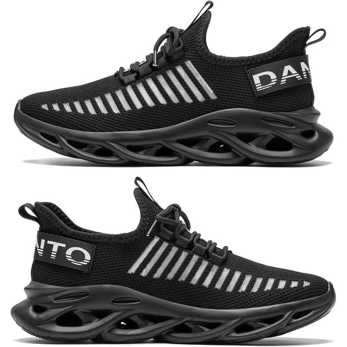 Кросівки для бігу DANNTO - чоловічі та жіночі, спортивні, легкі, дихаючі, з антиковзаючою підошвою, для занять у залі, фітнесу, вуличної бігової підготовки, чорні, 44 EU