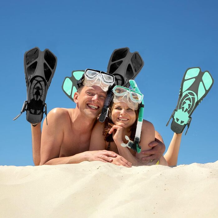 Набір для снорклінгу для дорослих: маска, трубка Dry Top та ласти. У комплекті сумка