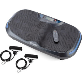 Вібраційна платформа Gymtek до 150 кг, 2×500 Вт, 12 рівнів, Bluetooth, пульт, LCD, динаміки, 2 еспандери
