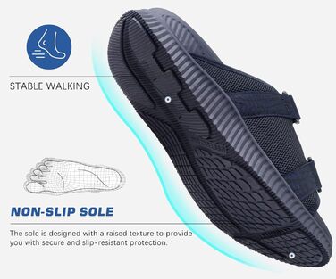 Чоловічі спортивні сандалії KuaiLu з м'якою устілкою, ортопедичні для фасціїту, Outdoor, Wander, легкі, відкриті пальці, регульована липучка, сланці (Морський, 45 EU)