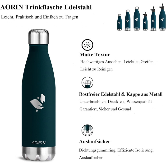 Термос-пляшка AORIN вакуумна, ізольована, 350/500/750 мл, BPA-Free, зберігає холод 24 год, тепло 12 год, для дітей, школи, спорту, фітнесу, велосипеда