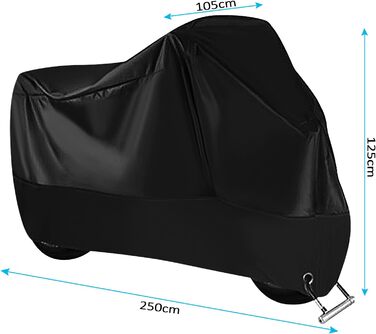 Захисний чохол для мотоцикла з поліестеру 190T, водонепроникний, UV-захист, 245x105x125 см