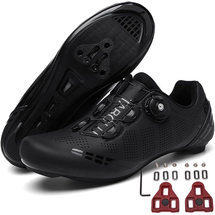 Велотуфлі для жінок та чоловіків, шосейні велотуфлі з клітами, унісекс SPD, для гірського та шосейного велосипедів, сумісні з велотренажерами, для їзди в приміщенні та на вулиці, розміри 36-47 EU, 40 EU, чорні