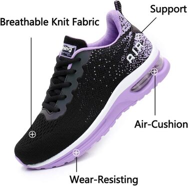 Жіночі кросівки для бігу AFFINEST: дихаючі, з антиковзанням, легкі, амортизуючі, сітчасті, чорно-фіолетові (36 EU)