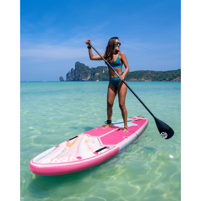 SUP-дошка надувна Hiwave Breeze Pink 335x86x15 см, вантажопідйомність 190 кг, для океану та озера, з 3-частинним регульованим веслом