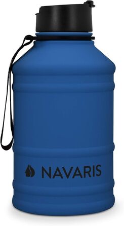 Navaris Фітнес пляшка для води 2,2 л з нержавіючої сталі, спортивна пляшка для тренувань, BPA-free, синя