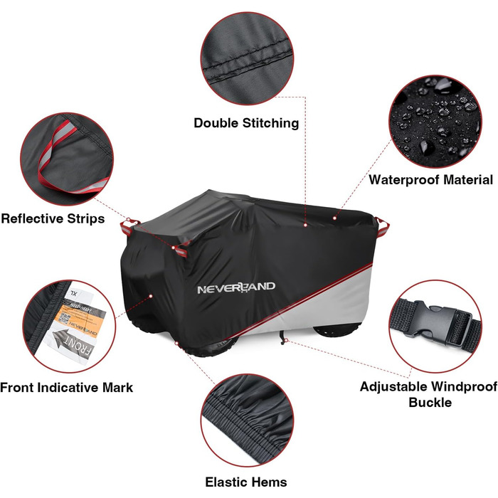 Водонепроникний чохол для квадроцикла Neverland Quad Abdeckplane, XXXL (256x110x120 см), чорний та сріблястий