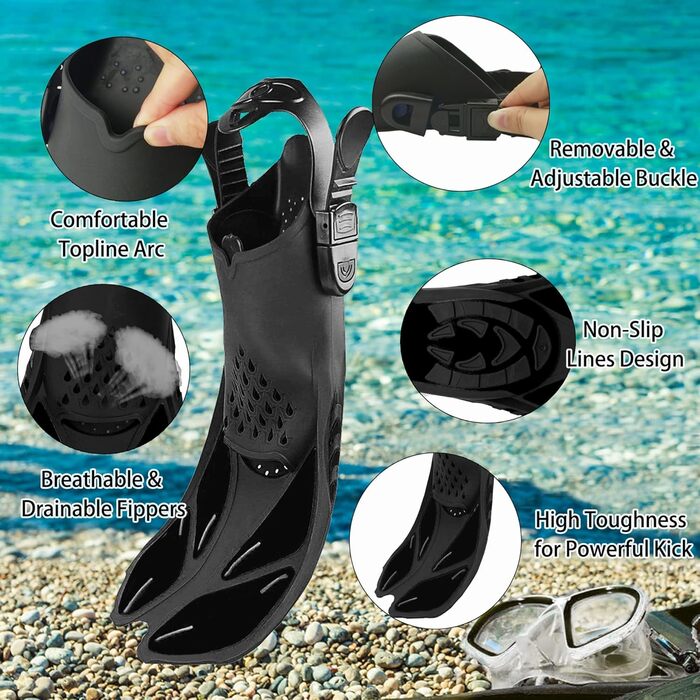 Набір для снорклінгу для дорослих з ластами, маскою та сухим трубкою, сумка в комплекті