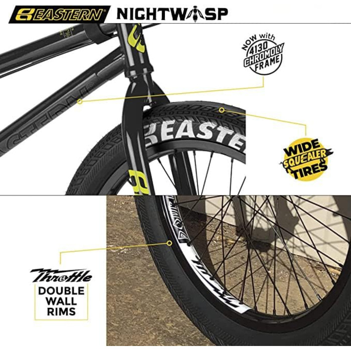 BMX велосипед Eastern Bikes Nightwasp 20 дюймів, легка хромолева рама, чорний