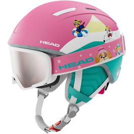 Дитячий лижний та сноуборд шолом Head MOJO PAW з окулярами, дизайн Paw Patrol, рожево-бірюзовий, розмір XXS