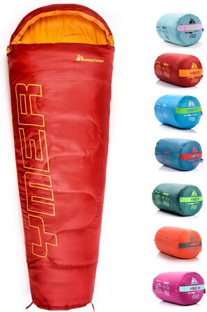 Дитячий спальний мішок Meteor Premium для кемпінгу та відпочинку на природі: літо, ультралегкий, для дітей, комфортний, для підлітків, зручний, теплий, маленький, маленький, темно-зелений/зелений (червоний/помаранчевий)