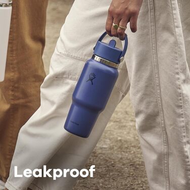Термопляшка Hydro Flask Wide Flex Straw Travel Bottle 946 мл (32 oz) зі сталевою стінкою, герметична, біла