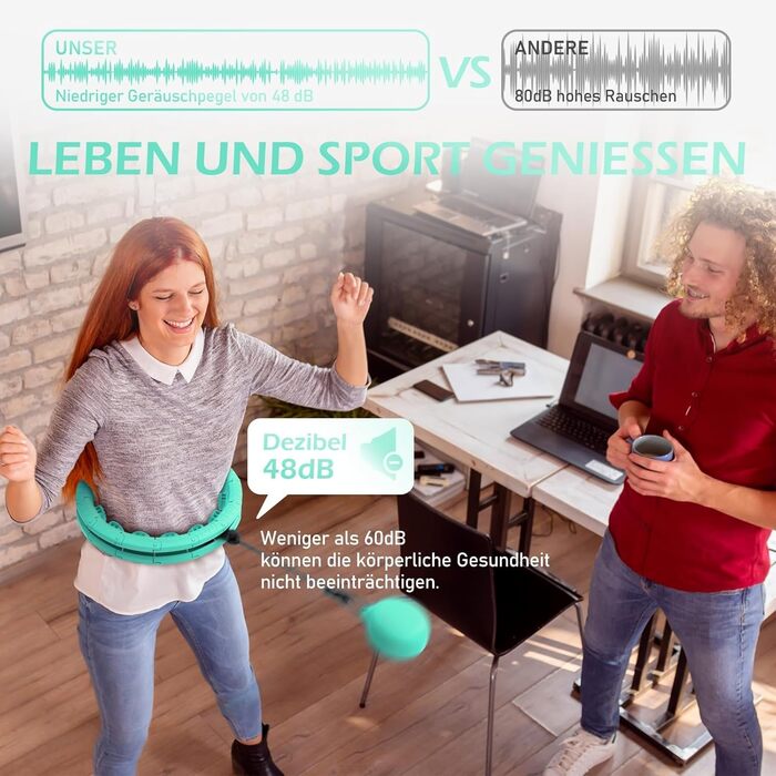 Розусний обруч для схуднення з вантажем (24 вузли, 77-132 см) Hula Hoop для дорослих та початківців, світло-блакитний