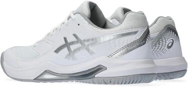 Жіночі тенісні кросівки ASICS Dedicate 8, білі з сріблястими елементами, розмір 37 EU