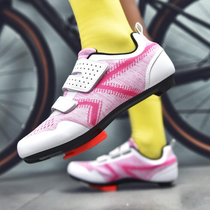 Велотуфлі ULTIANT для їзди в залі та на вулиці, сумісні з Peloton, Look SPD SL Delta, 41 EU, білий/червоний