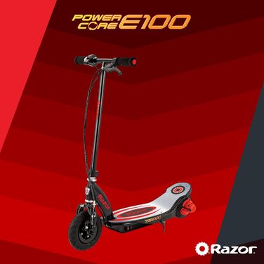 Дитячий електросамокат Razor Power Core E100, 100 Вт, з мотором у ступиці, надувне колесо 8'', швидкість до 18 км/год, до 60 хв їзди, для дітей від 8 років