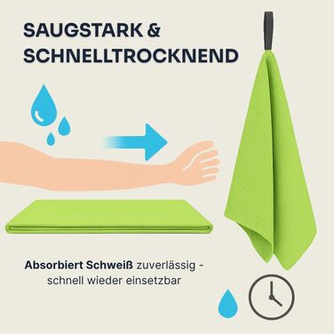 Рушник для фітнесу YUMUVE 125x50 см - спортивний рушник з покриттям для обладнання - нековзний & швидковисихаючий - мікрофібра рифленої структури - ідеально для спортзалу, тренажерного залу, йоги, тренувань - 5 кольорів (зелений)