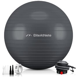 Фітбол для фітнесу та йоги Elite Athlete 75 см: ергономічний м'яч для офісу, фітнесу, вагітності та пілатесу з системою Anti-Burst