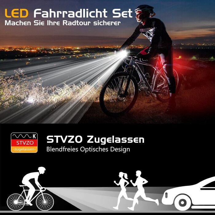 LED фара на велосипед з USB зарядкою, 1000mAh акумулятор, StVZO сертифікат, водонепроникність IPX5, для велосипедів, шосе, MTB, Ebike