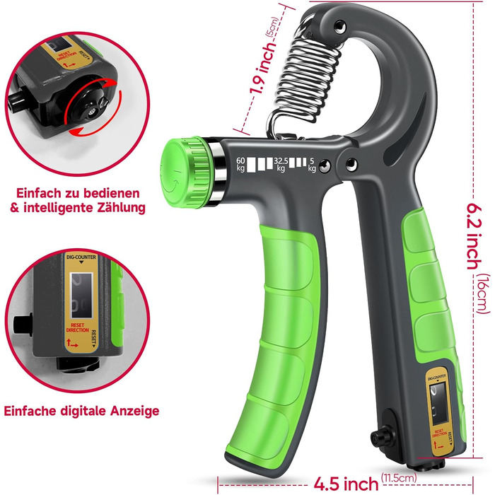 FitBeast Набір для тренування рук (5 шт.): підручники для підручників, розтискачі пальців, м'яч для хватання та м'яч для зняття стресу для спортсменів (світло-зелений)