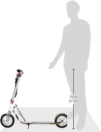 Самокат HUDORA BigWheel 205 для дітей і дорослих, міський, складаний, регульований, з ременем для перенесення, до 120 кг, сріблясто-білий