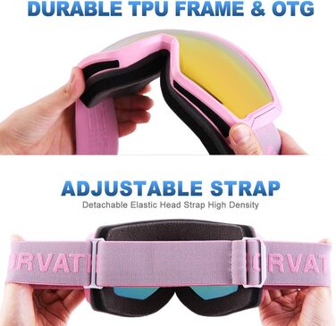 Yebabfit SH HORVATH Окуляри для сноубордингу та лиж OTG, HD дзеркальні антитуманні для чоловіків та жінок