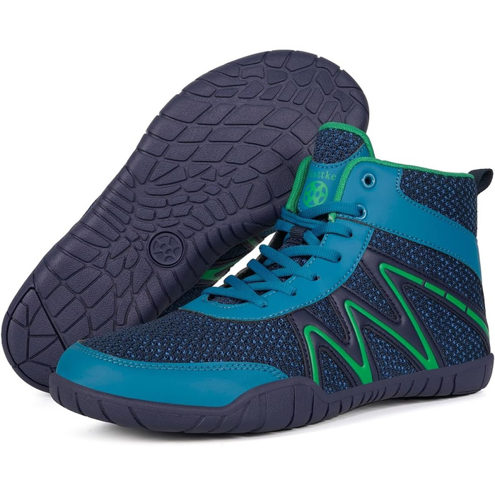 Чоловічі борцівки, боксівські туфлі, фітнес-кросівки з підошвою, що не залишає слідів, 47 EU, широкі, синьо-зелені