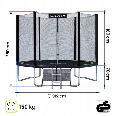Батут із сіткою Urbogym 312 см FT 10 (304-312 см)
