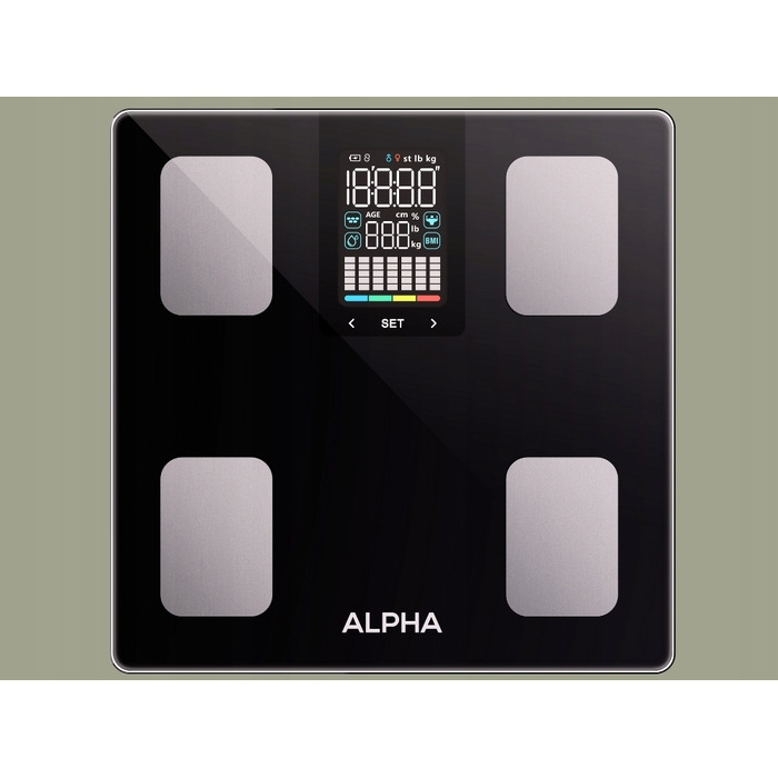 Електронні ваги для ванної Alpha — Аналітичні, з BMI та додатком українською